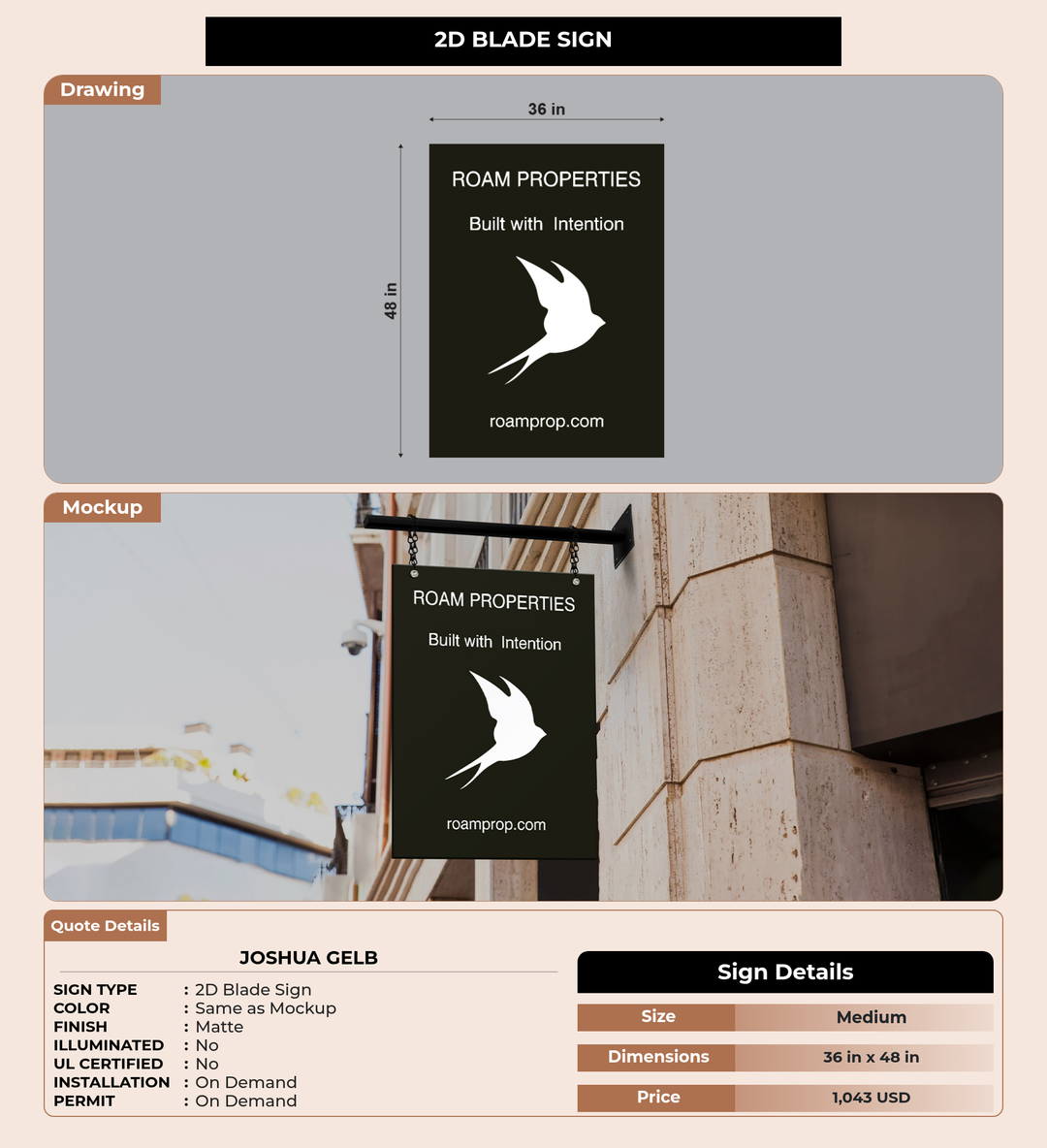 CUSTOM MOCKUP SIGN FOR Joshua Gelb