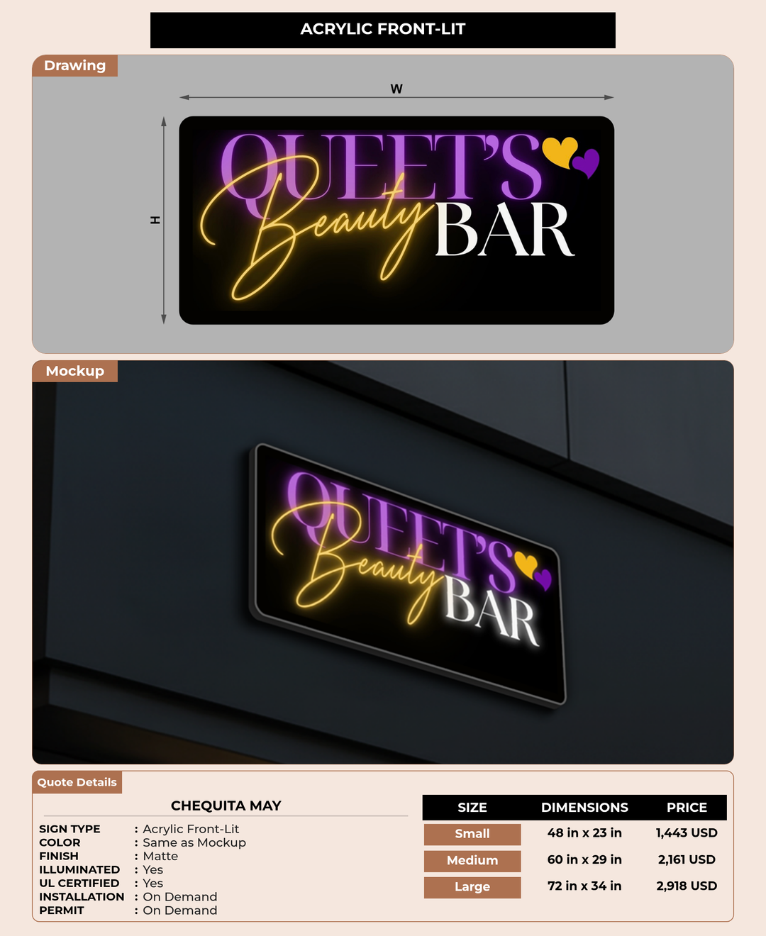 CUSTOM MOCKUP SIGN FOR Chequita May