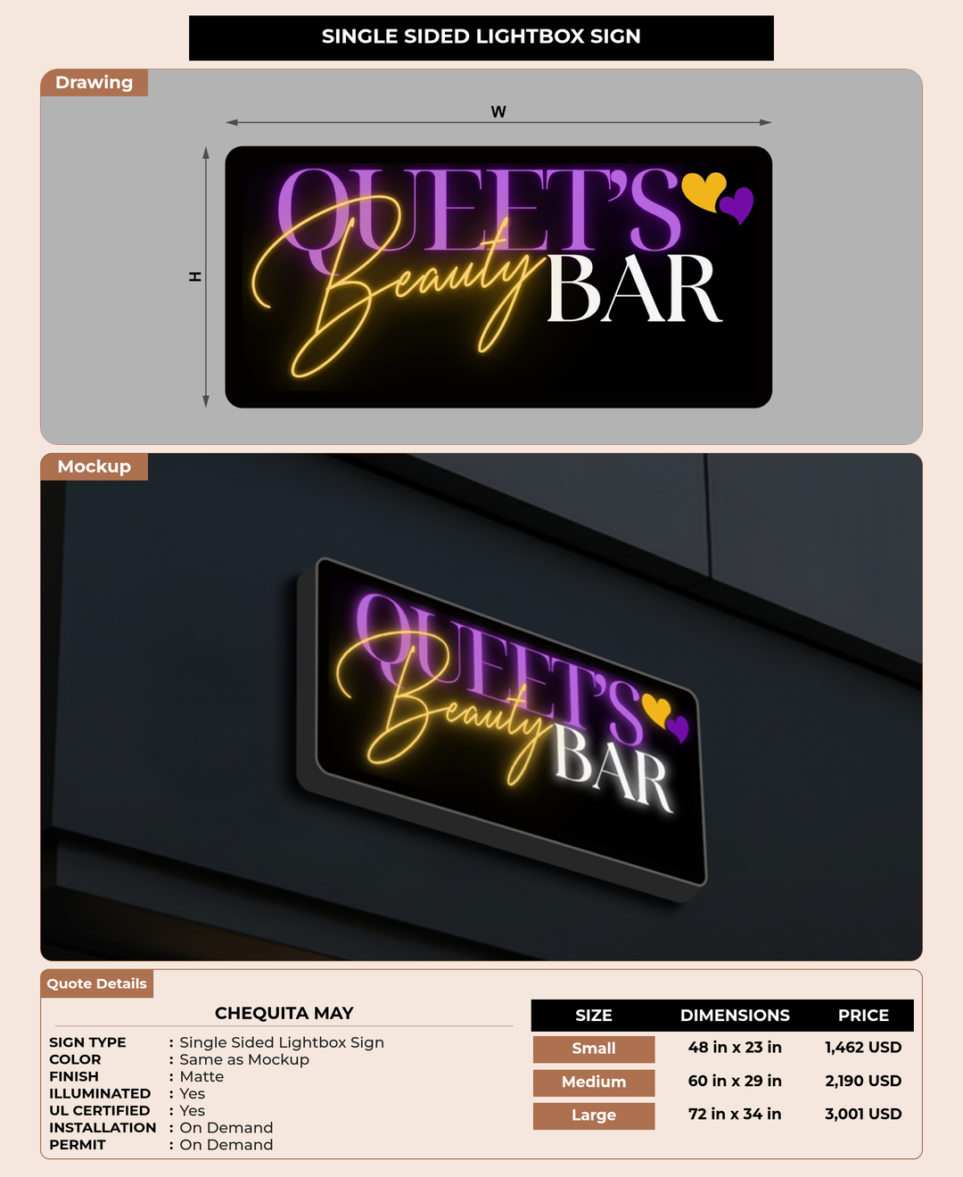 CUSTOM MOCKUP SIGN FOR Chequita May