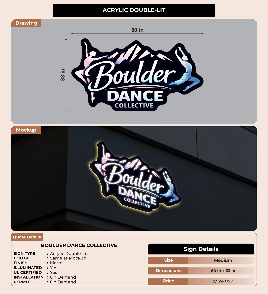 CUSTOM MOCKUP SIGN FOR Boulder Dance Collective