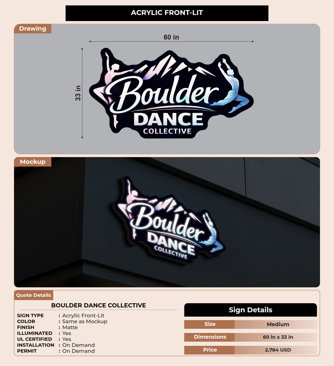 CUSTOM MOCKUP SIGN FOR Boulder Dance Collective