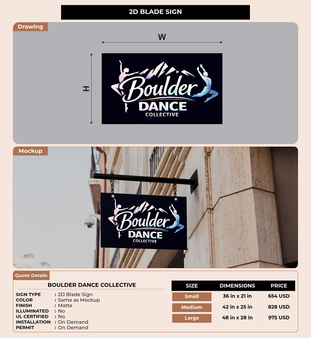 CUSTOM MOCKUP SIGN FOR Boulder Dance Collective