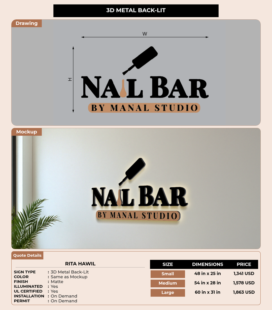 CUSTOM MOCKUP SIGN FOR Rita Hawil