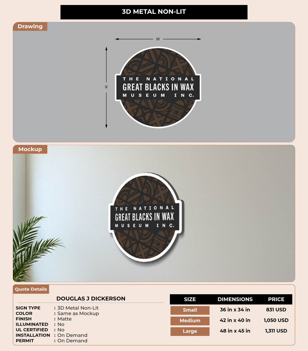 CUSTOM MOCKUP SIGN FOR Douglas J Dickerson