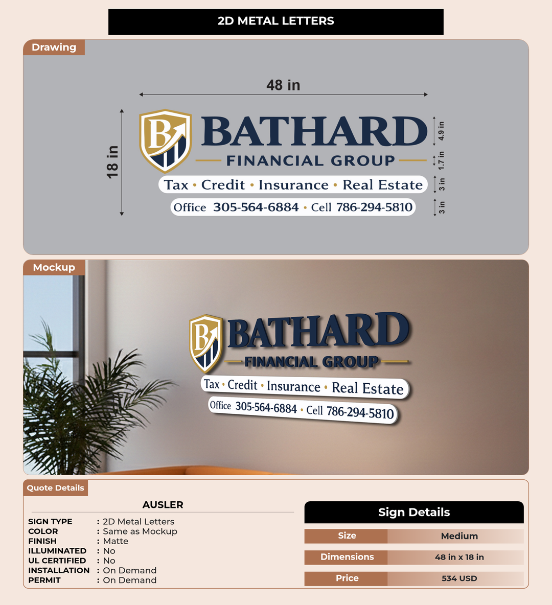 CUSTOM MOCKUP SIGN FOR Ausler