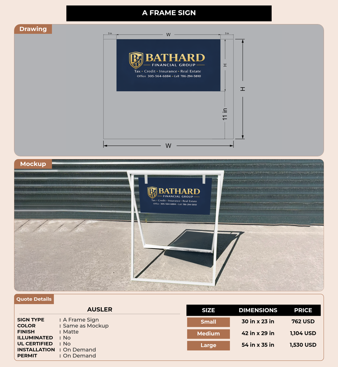 CUSTOM MOCKUP SIGN FOR Ausler