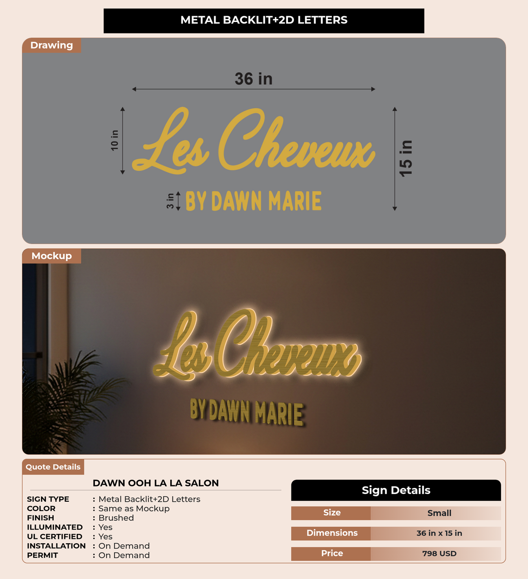 CUSTOM MOCKUP SIGN FOR Dawn Ooh La La Salon