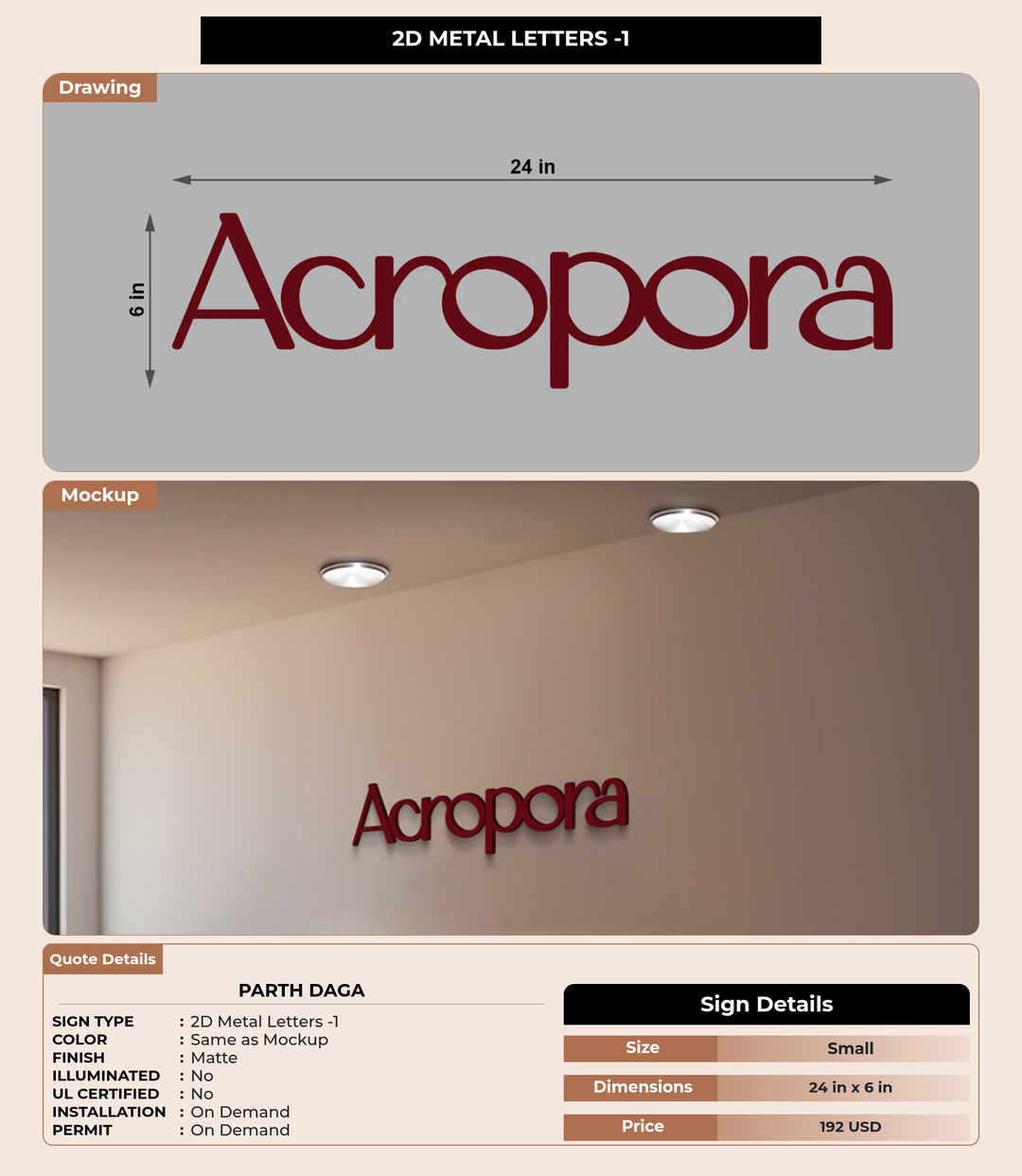 CUSTOM MOCKUP SIGN FOR Parth Daga