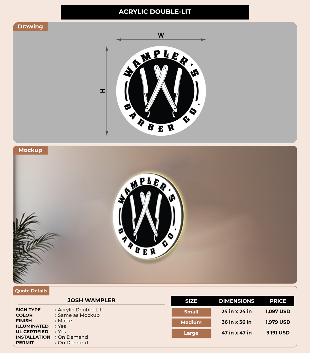 CUSTOM MOCKUP SIGN FOR Josh Wampler