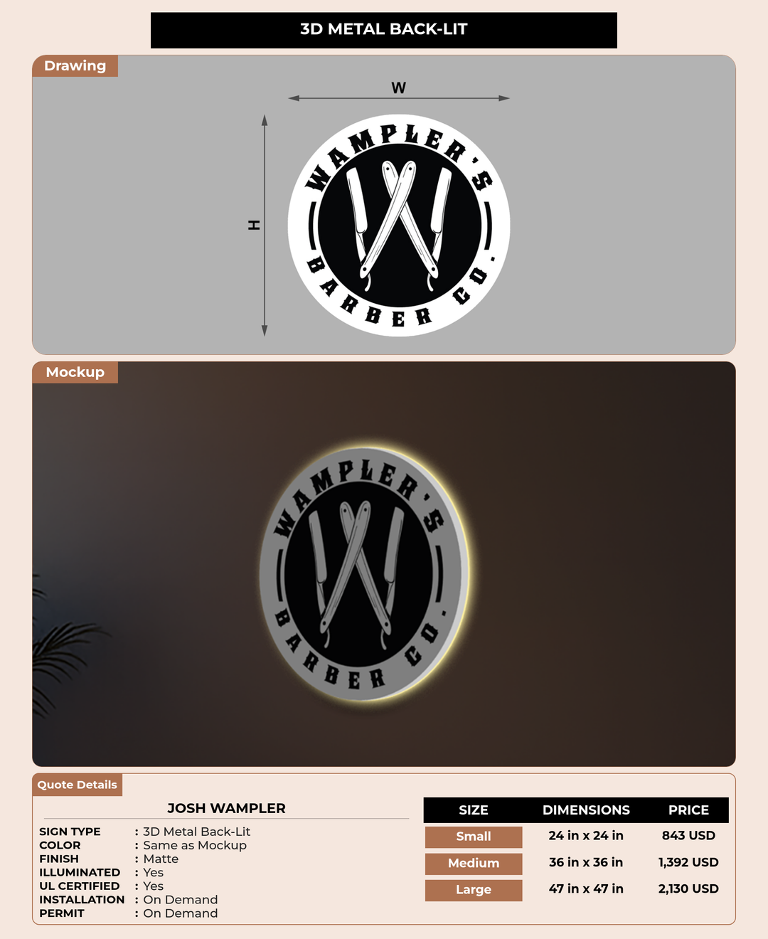 CUSTOM MOCKUP SIGN FOR Josh Wampler