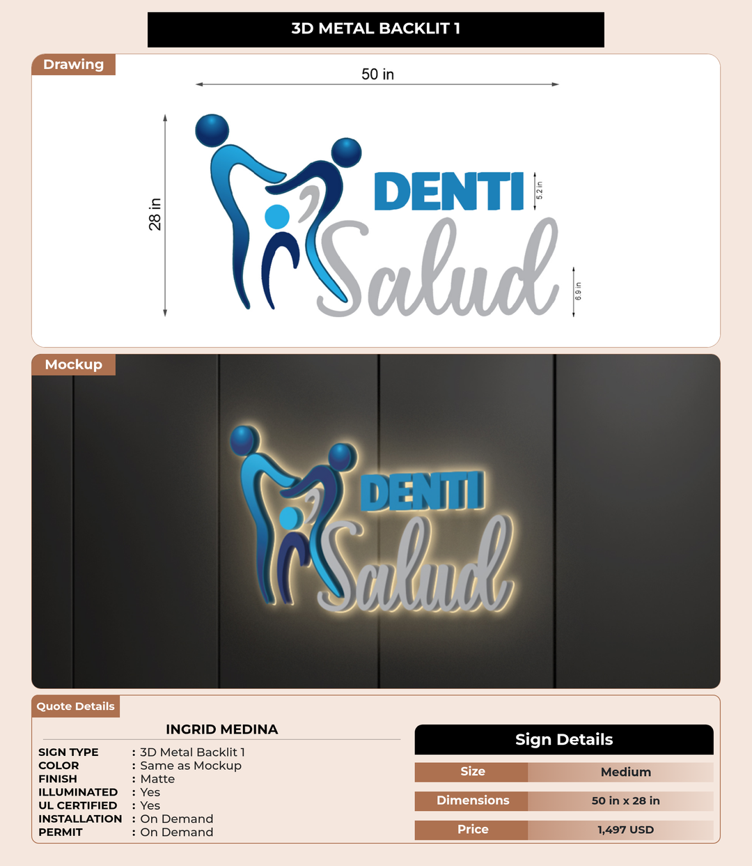CUSTOM MOCKUP SIGN FOR Ingrid Medina