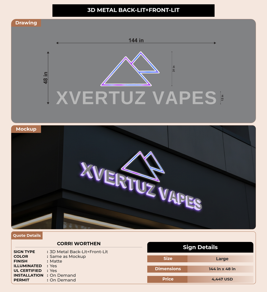 CUSTOM MOCKUP SIGN FOR Corri Worthen