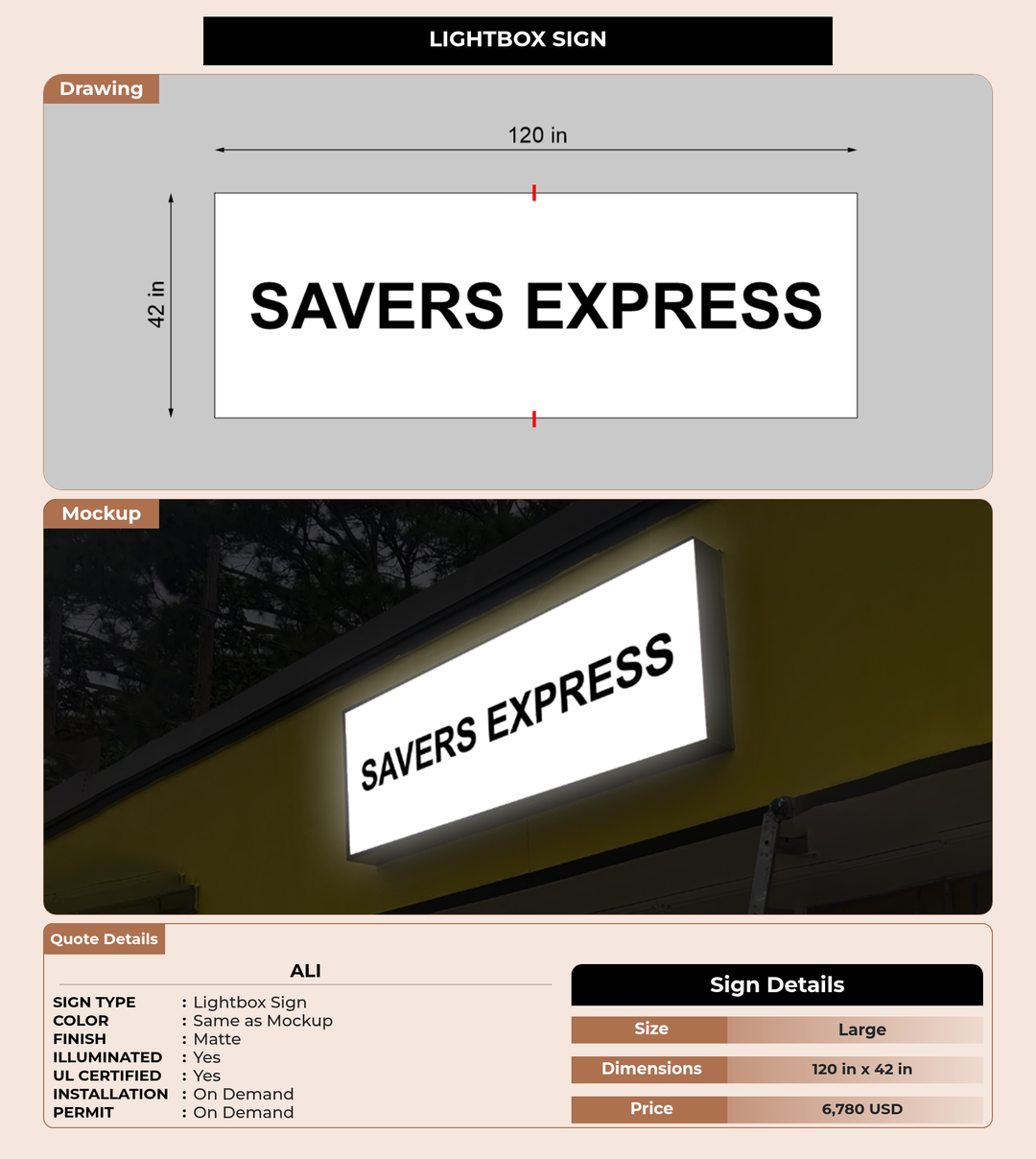 CUSTOM MOCKUP SIGN FOR Ali
