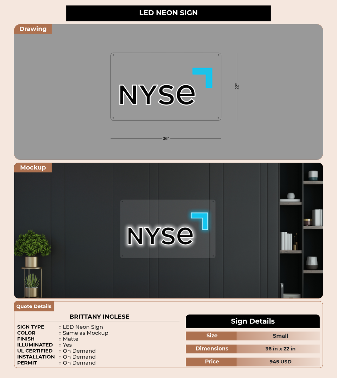 CUSTOM MOCKUP SIGN FOR Brittany Inglese