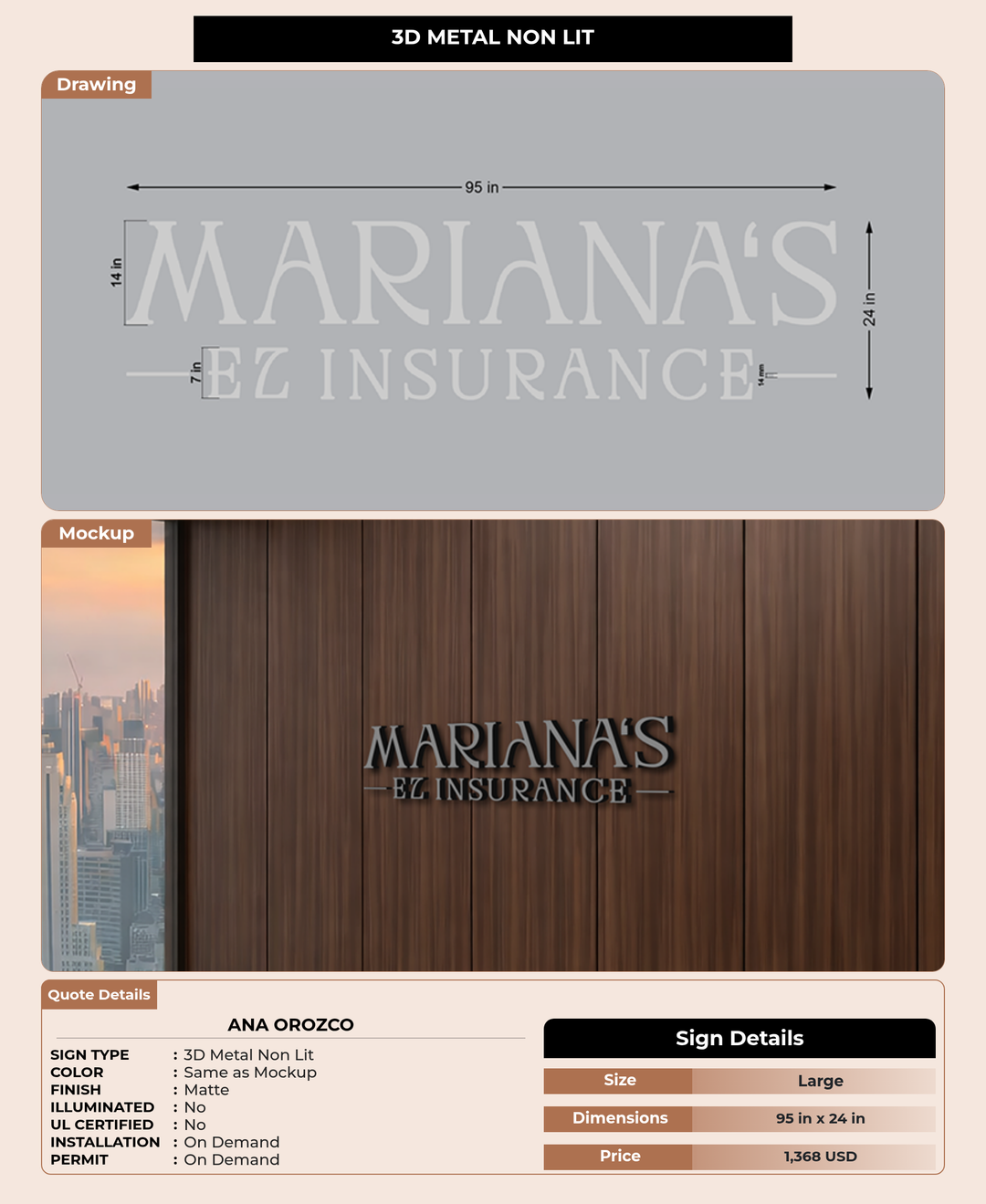CUSTOM MOCKUP SIGN FOR Ana Orozco