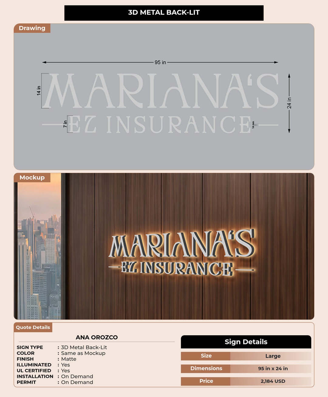 CUSTOM MOCKUP SIGN FOR Ana Orozco