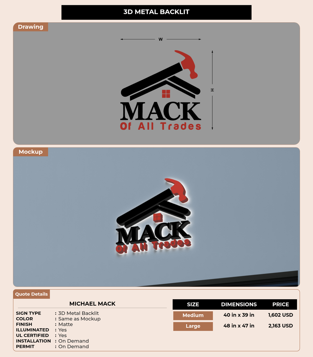 CUSTOM MOCKUP SIGN FOR Michael Mack