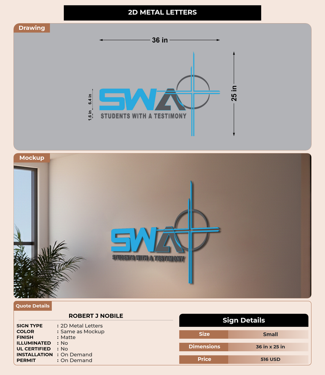 CUSTOM MOCKUP SIGN FOR Robert J Nobile