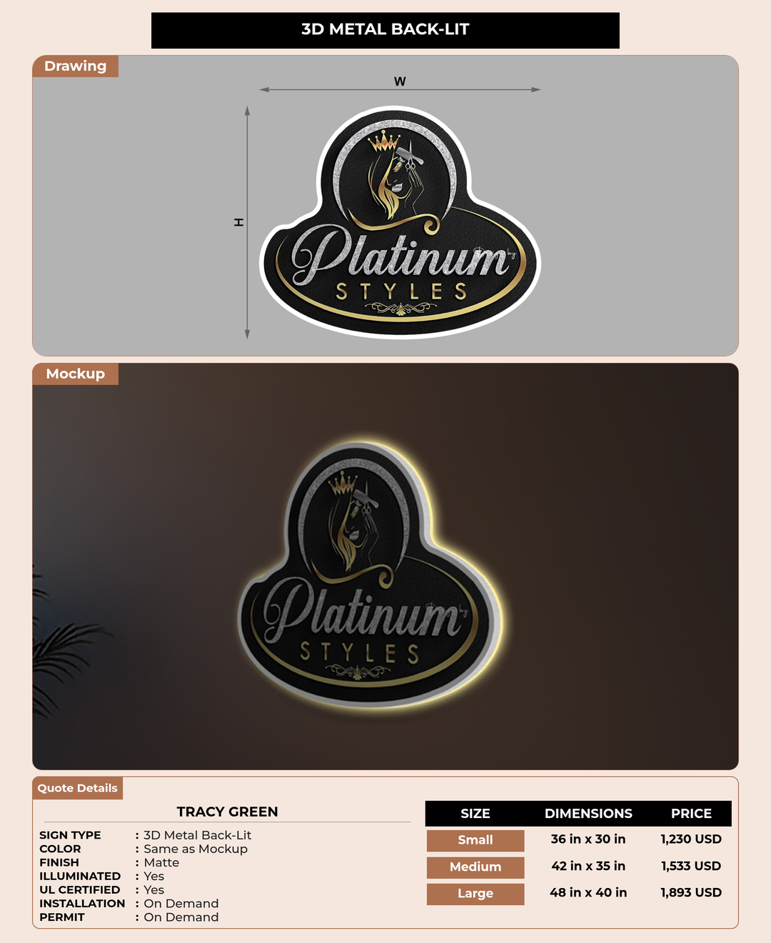CUSTOM MOCKUP SIGN FOR Tracy Green