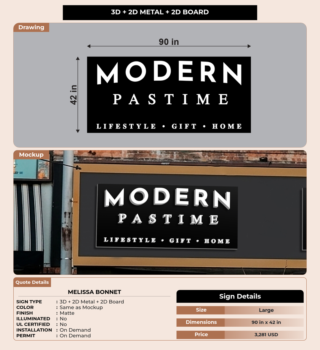 CUSTOM MOCKUP SIGN FOR Melissa Bonnet