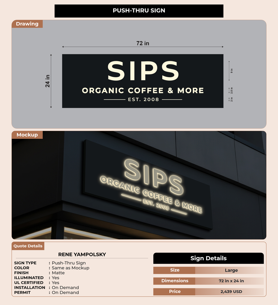 CUSTOM MOCKUP SIGN FOR Rene Yampolsky