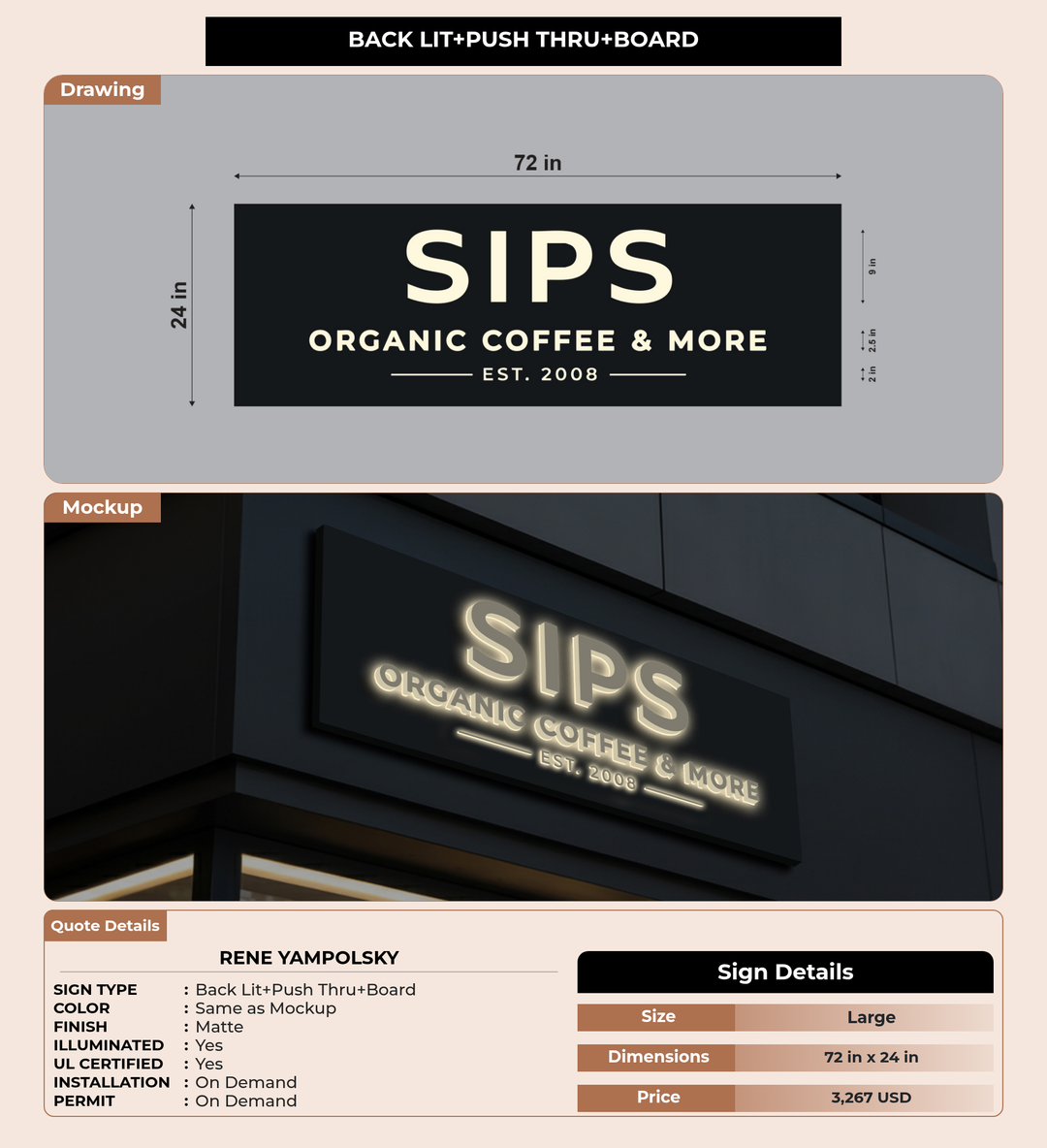 CUSTOM MOCKUP SIGN FOR Rene Yampolsky