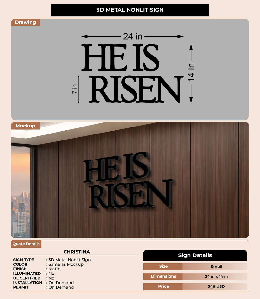 CUSTOM MOCKUP SIGN FOR Christina