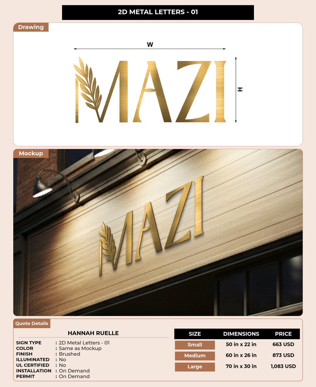 CUSTOM MOCKUP SIGN FOR Hannah Ruelle