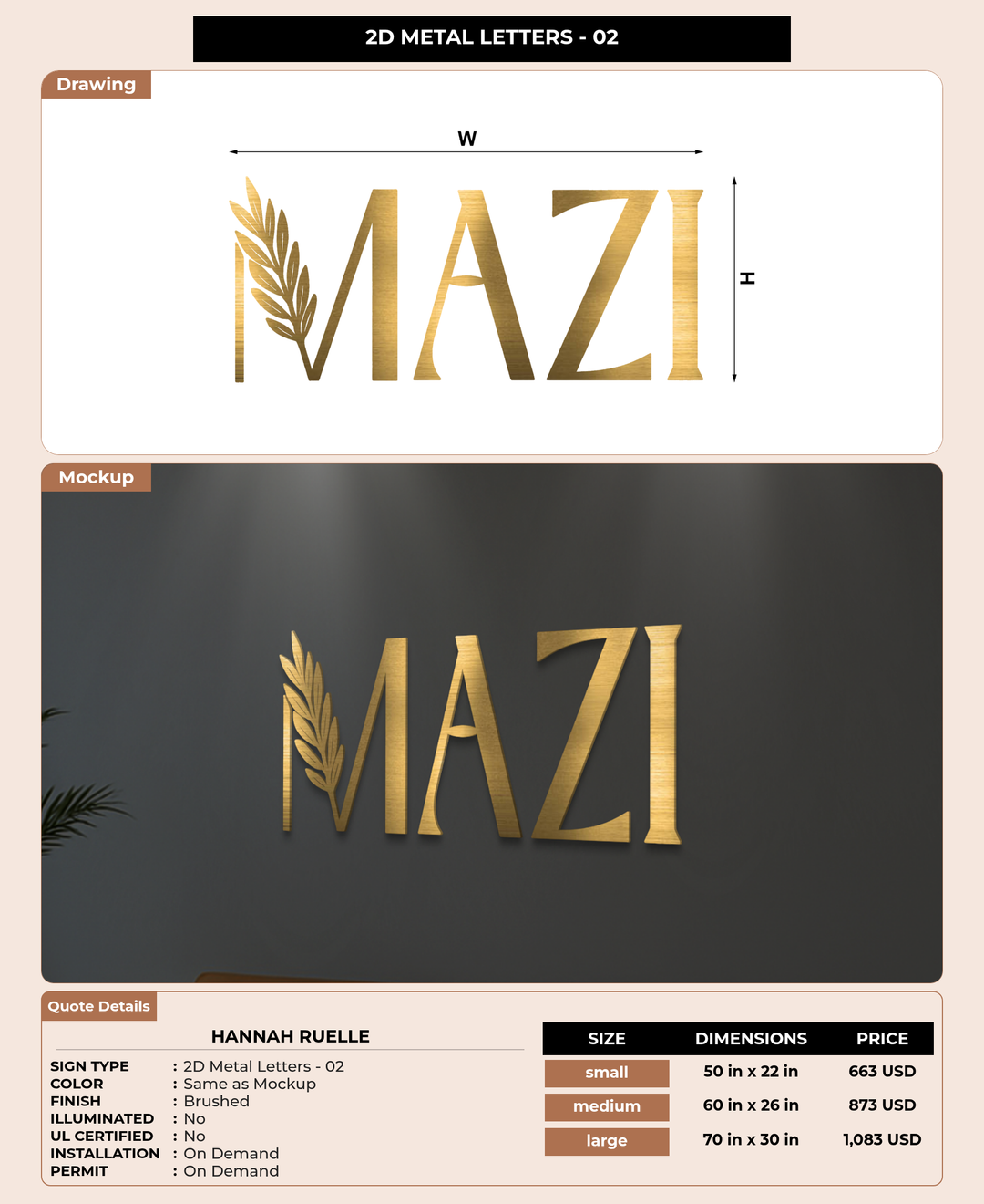 CUSTOM MOCKUP SIGN FOR Hannah Ruelle