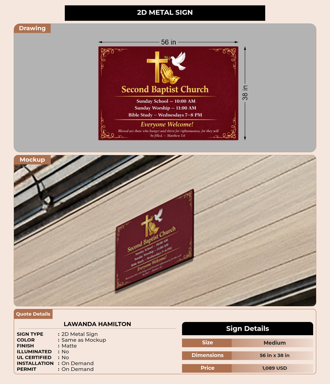 CUSTOM MOCKUP SIGN FOR Lawanda Hamilton