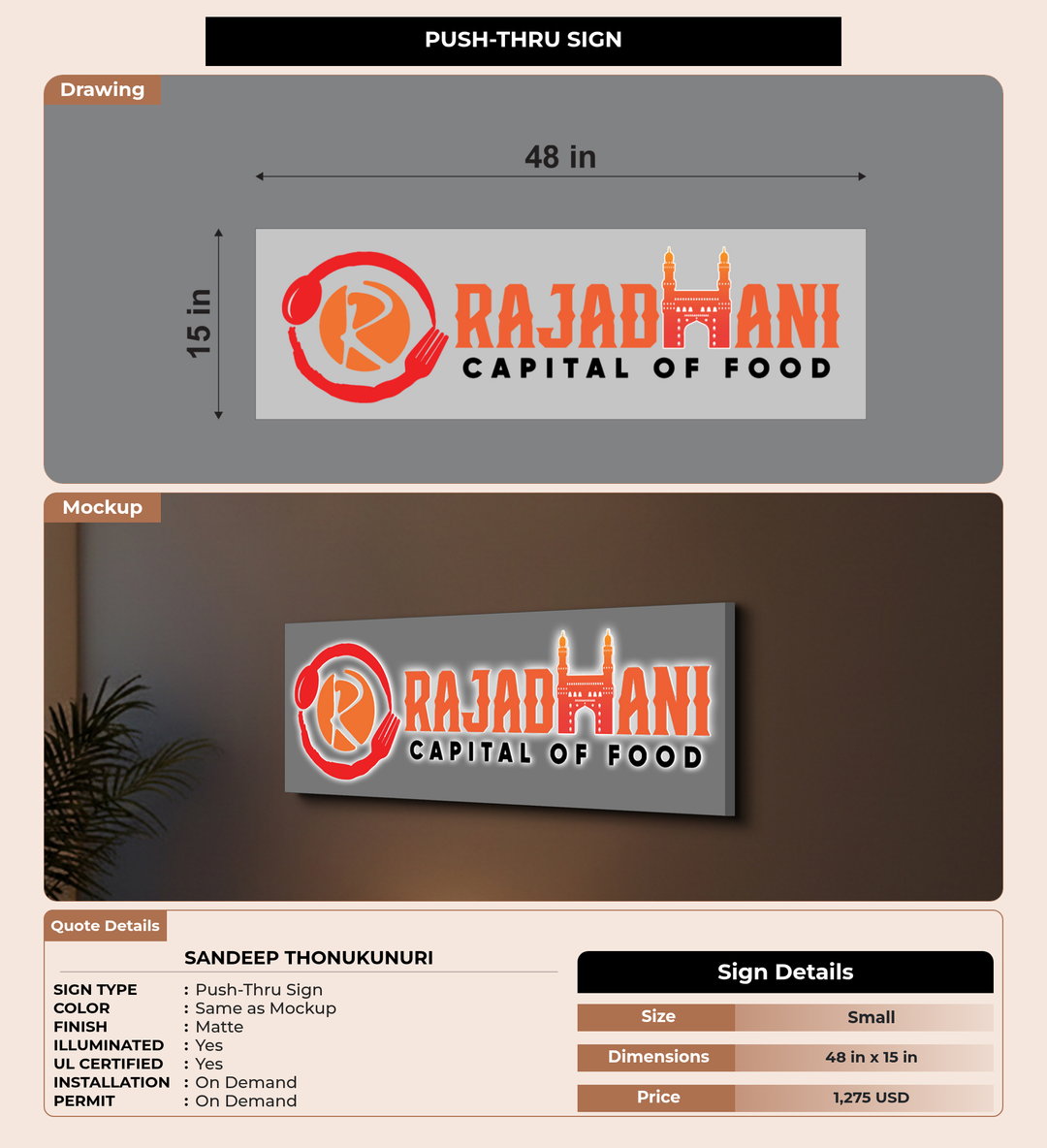 CUSTOM MOCKUP SIGN FOR Sandeep Thonukunuri