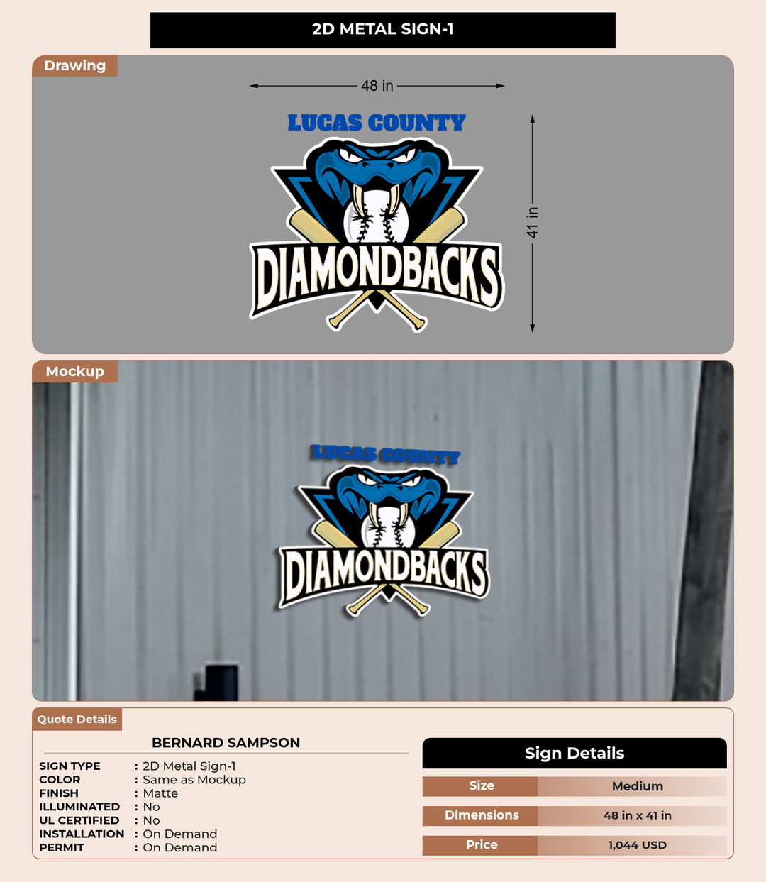 CUSTOM MOCKUP SIGN FOR bernard Sampson