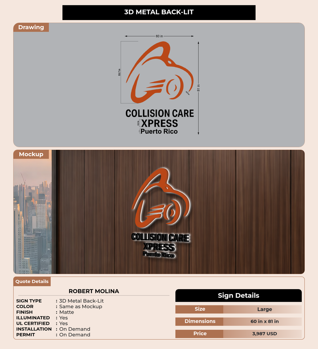 CUSTOM MOCKUP SIGN FOR Robert Molina