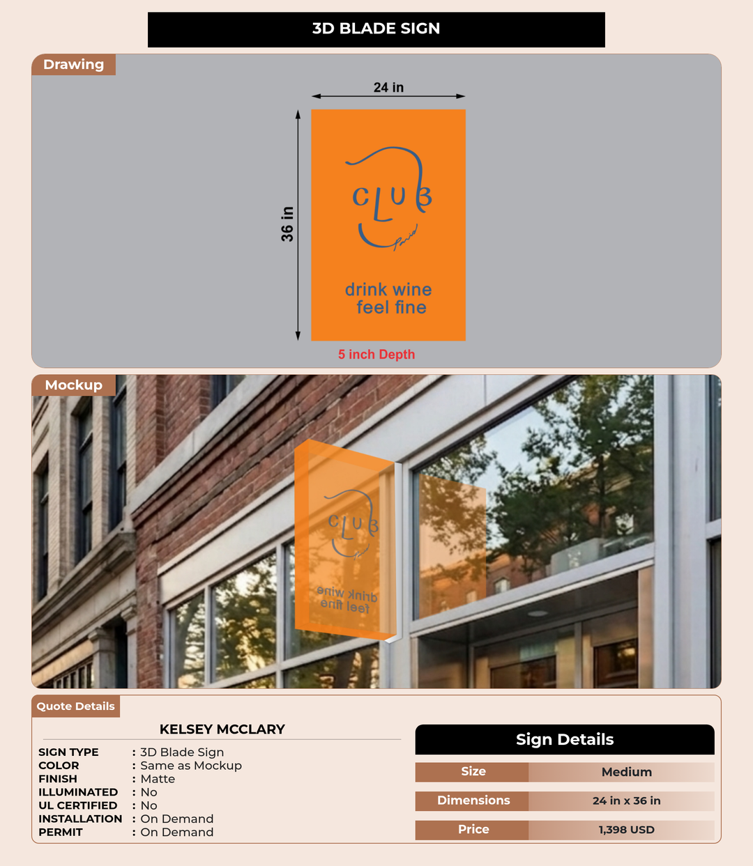CUSTOM MOCKUP SIGN FOR Kelsey McClary