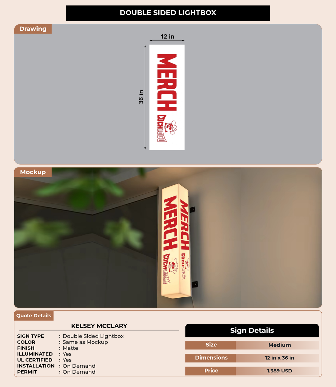 CUSTOM MOCKUP SIGN FOR Kelsey McClary