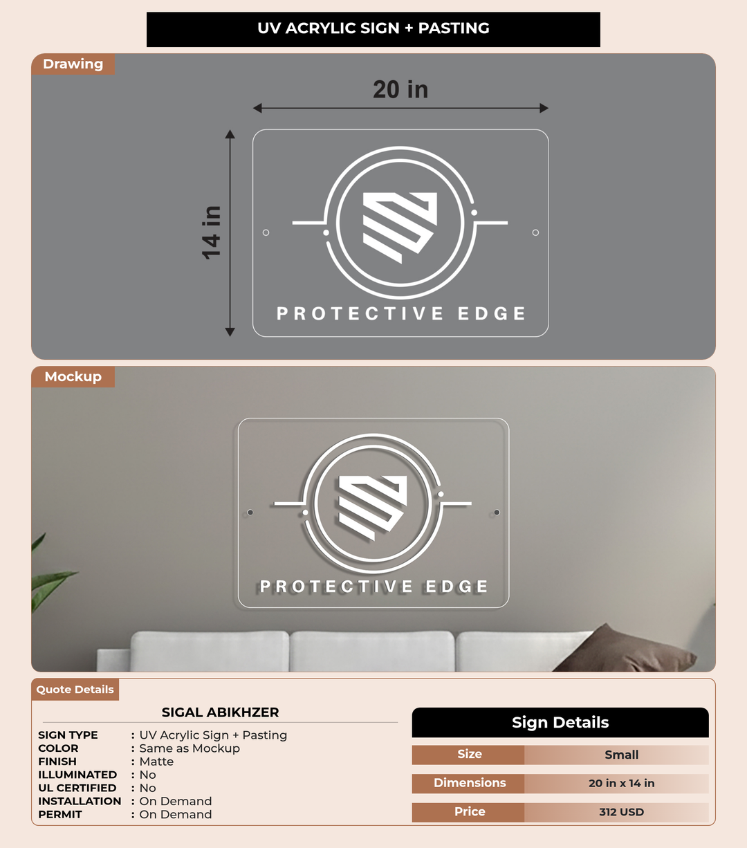 CUSTOM MOCKUP SIGN FOR Sigal Abikhzer