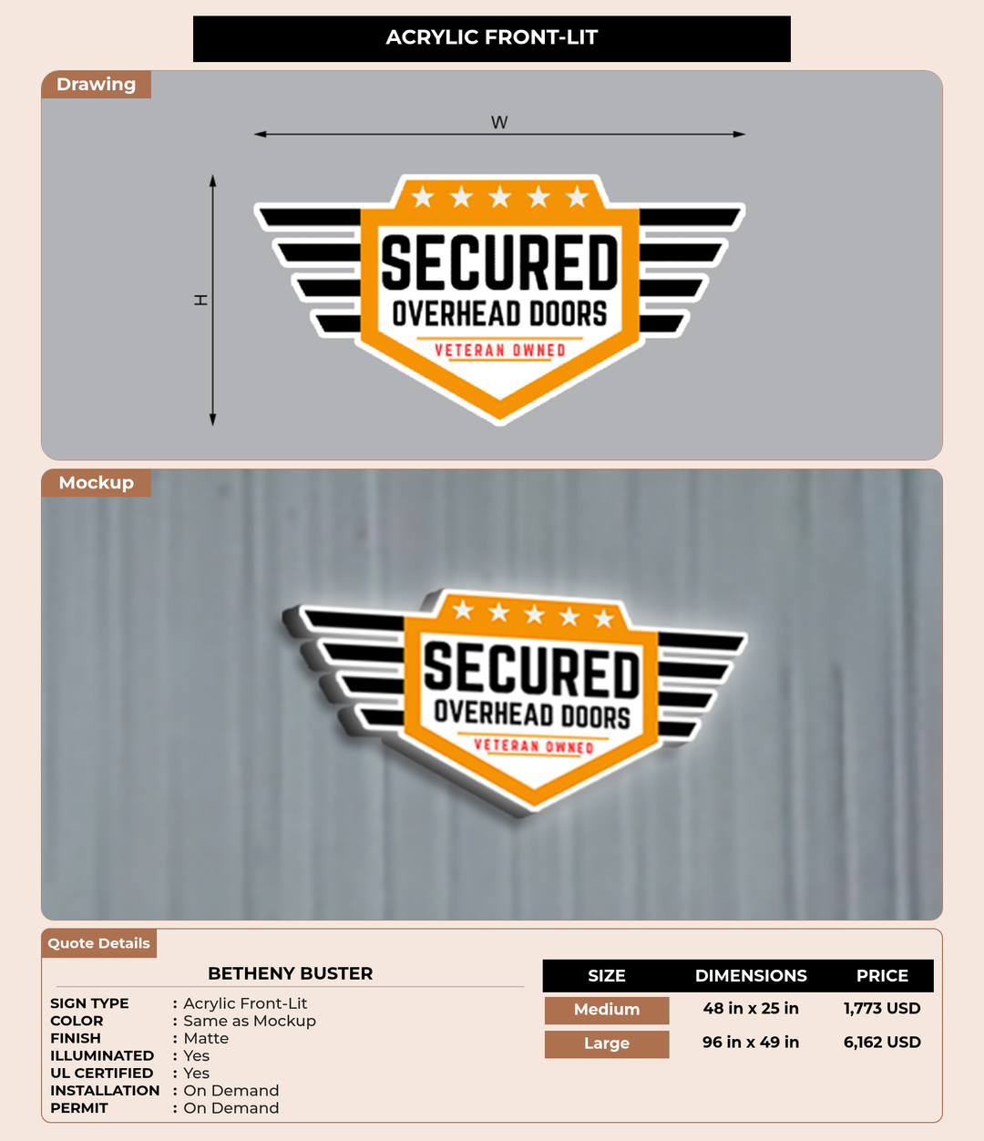 CUSTOM MOCKUP SIGN FOR Betheny Buster