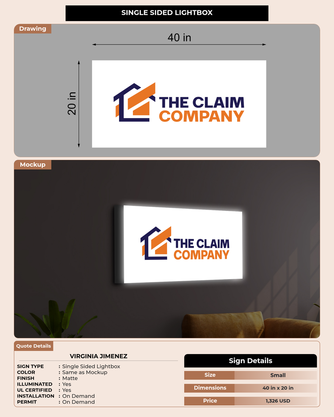 CUSTOM MOCKUP SIGN FOR Virginia Jimenez