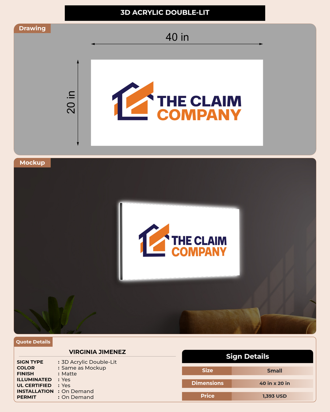 CUSTOM MOCKUP SIGN FOR Virginia Jimenez