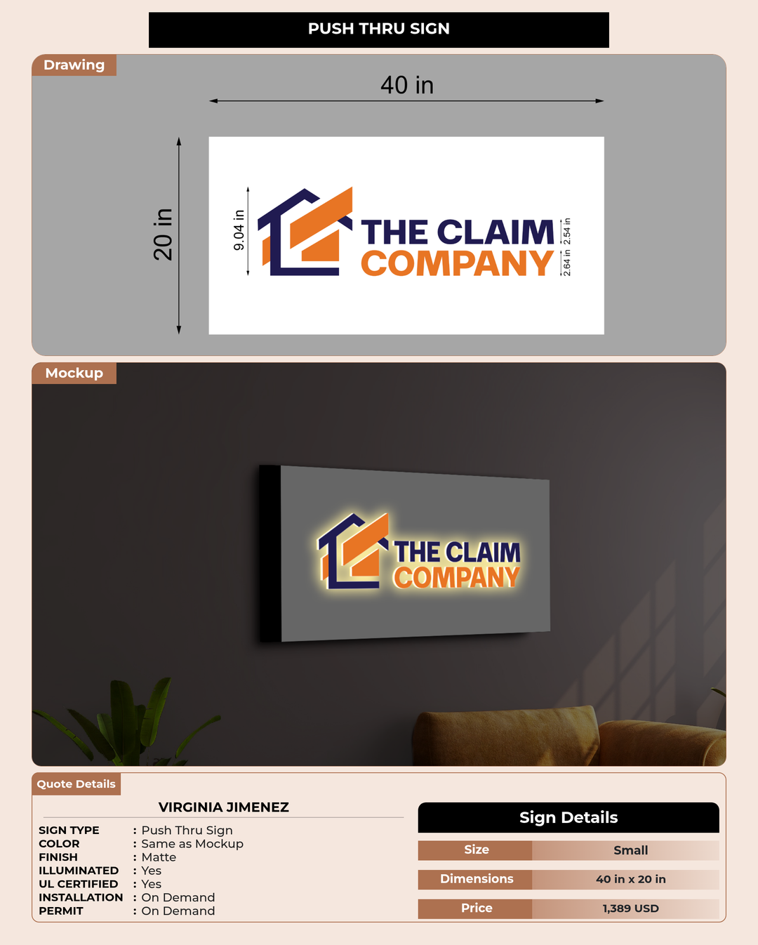 CUSTOM MOCKUP SIGN FOR Virginia Jimenez