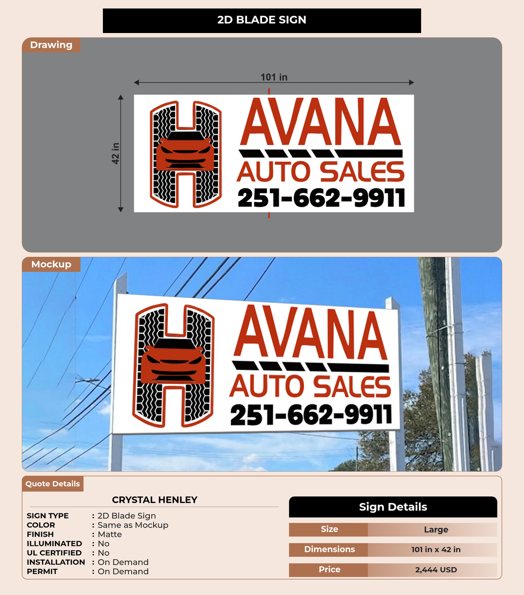 CUSTOM MOCKUP SIGN FOR Crystal Henley