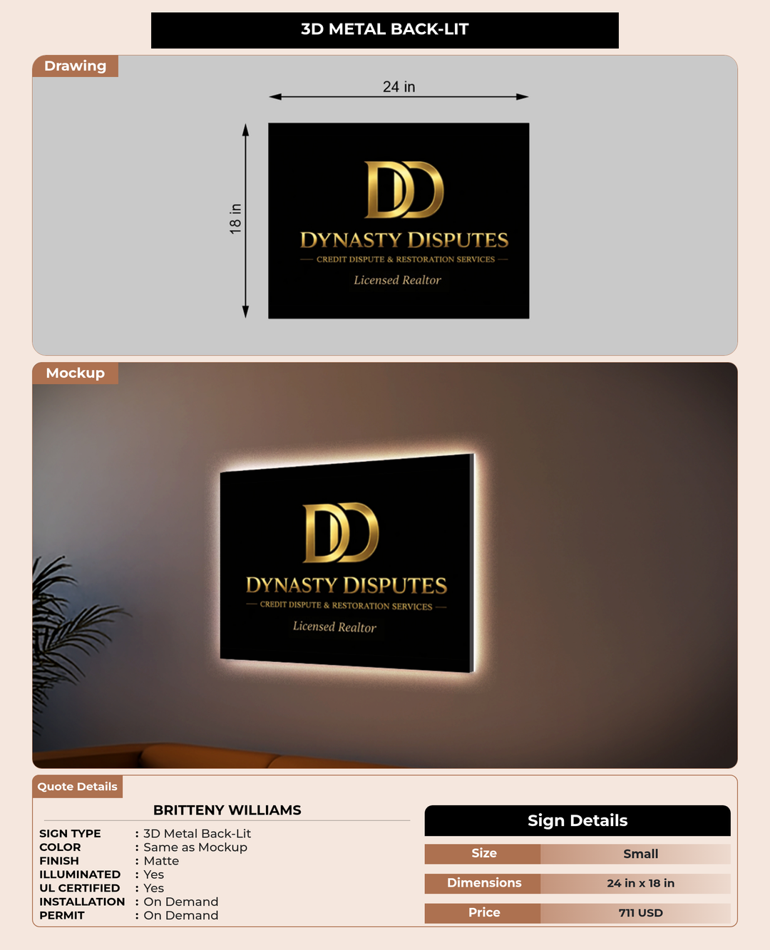 CUSTOM MOCKUP SIGN FOR Britteny Williams