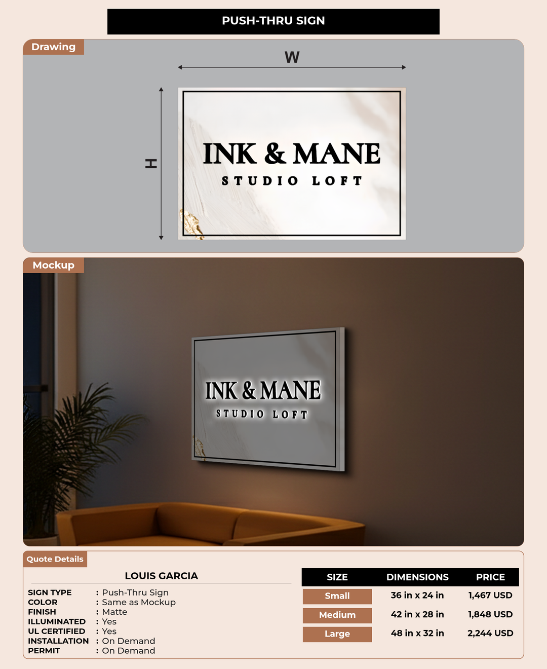 CUSTOM MOCKUP SIGN FOR Louis Garcia