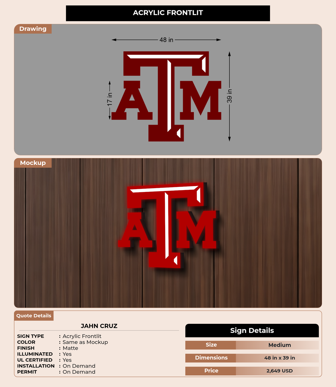 CUSTOM MOCKUP SIGN FOR Jahn Cruz