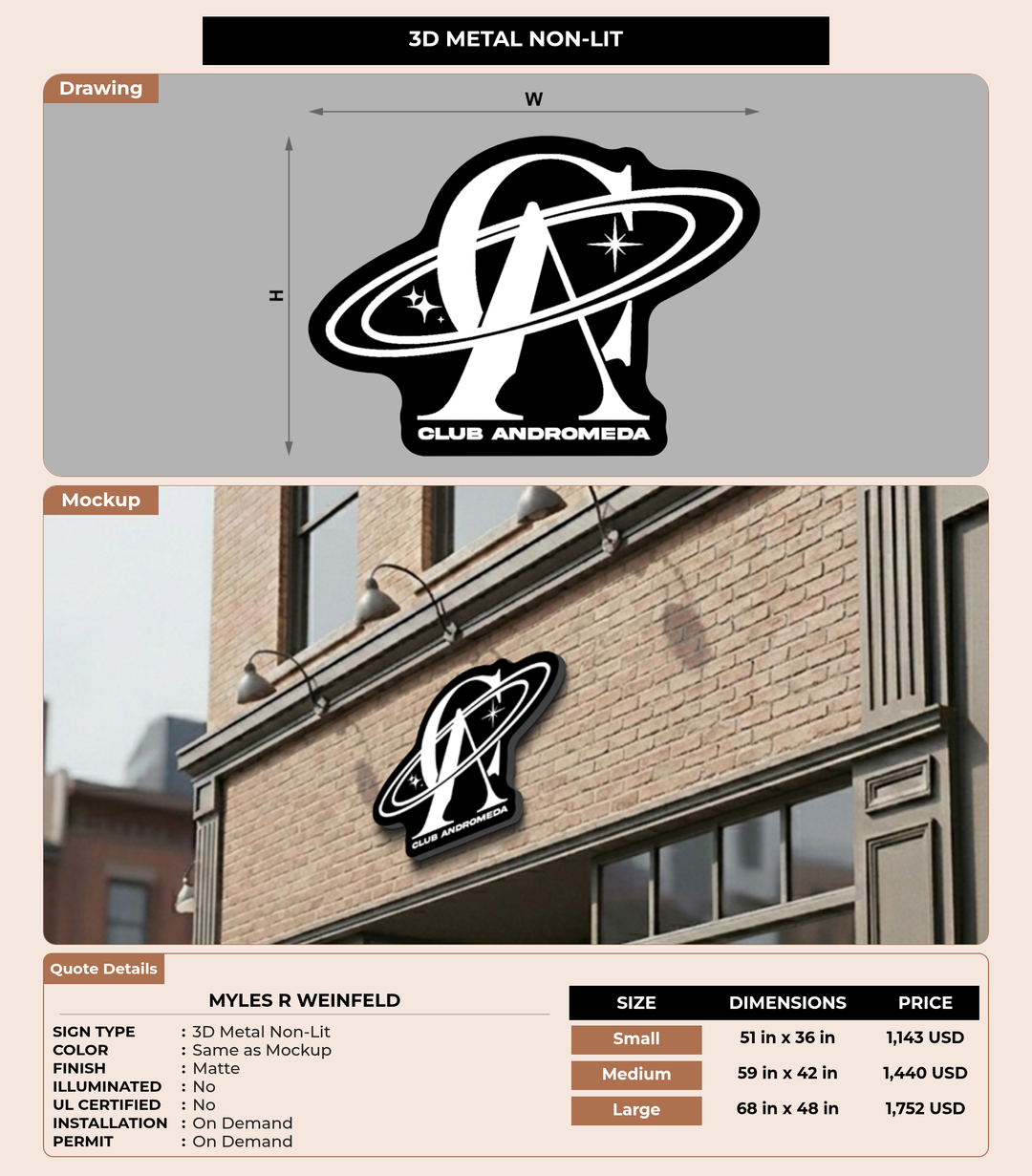 CUSTOM MOCKUP SIGN FOR Myles R Weinfeld