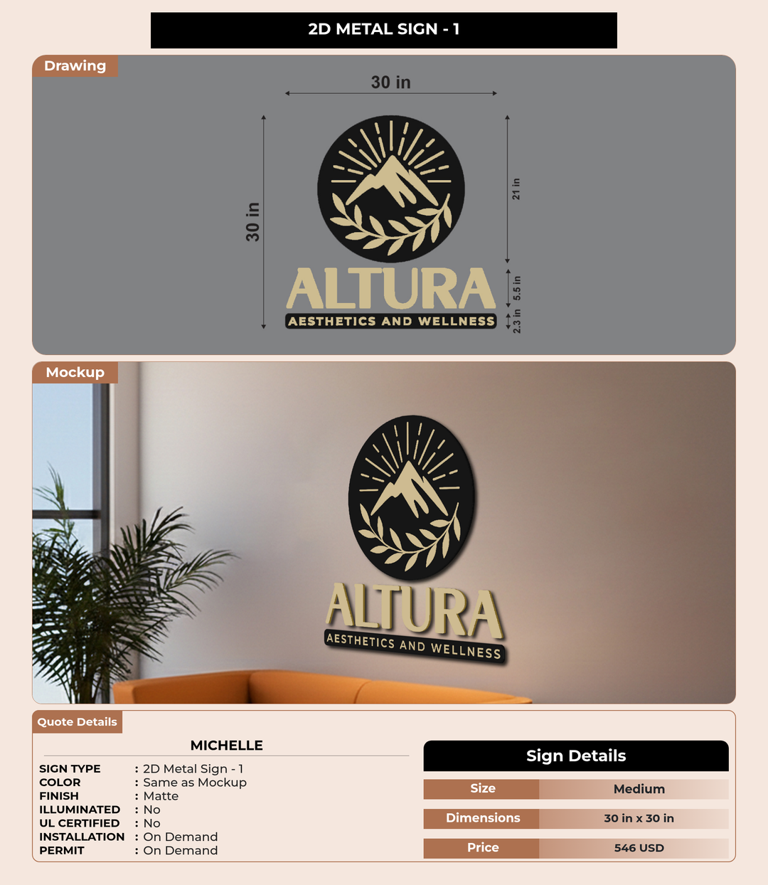 CUSTOM MOCKUP SIGN FOR Michelle
