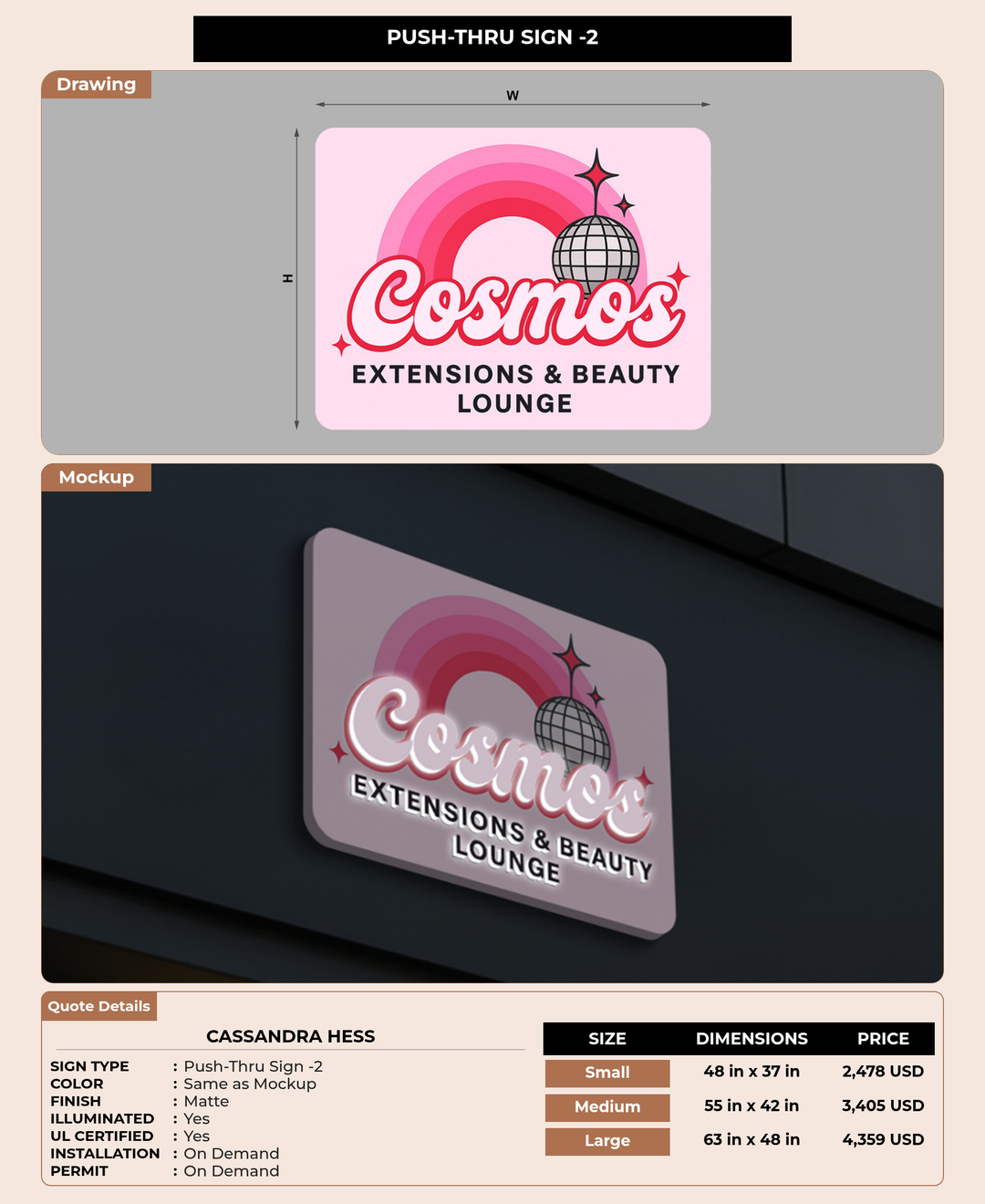 CUSTOM MOCKUP SIGN FOR Cassandra Hess