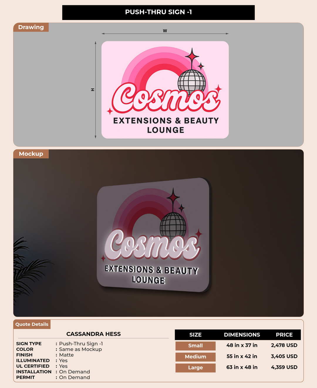 CUSTOM MOCKUP SIGN FOR Cassandra Hess