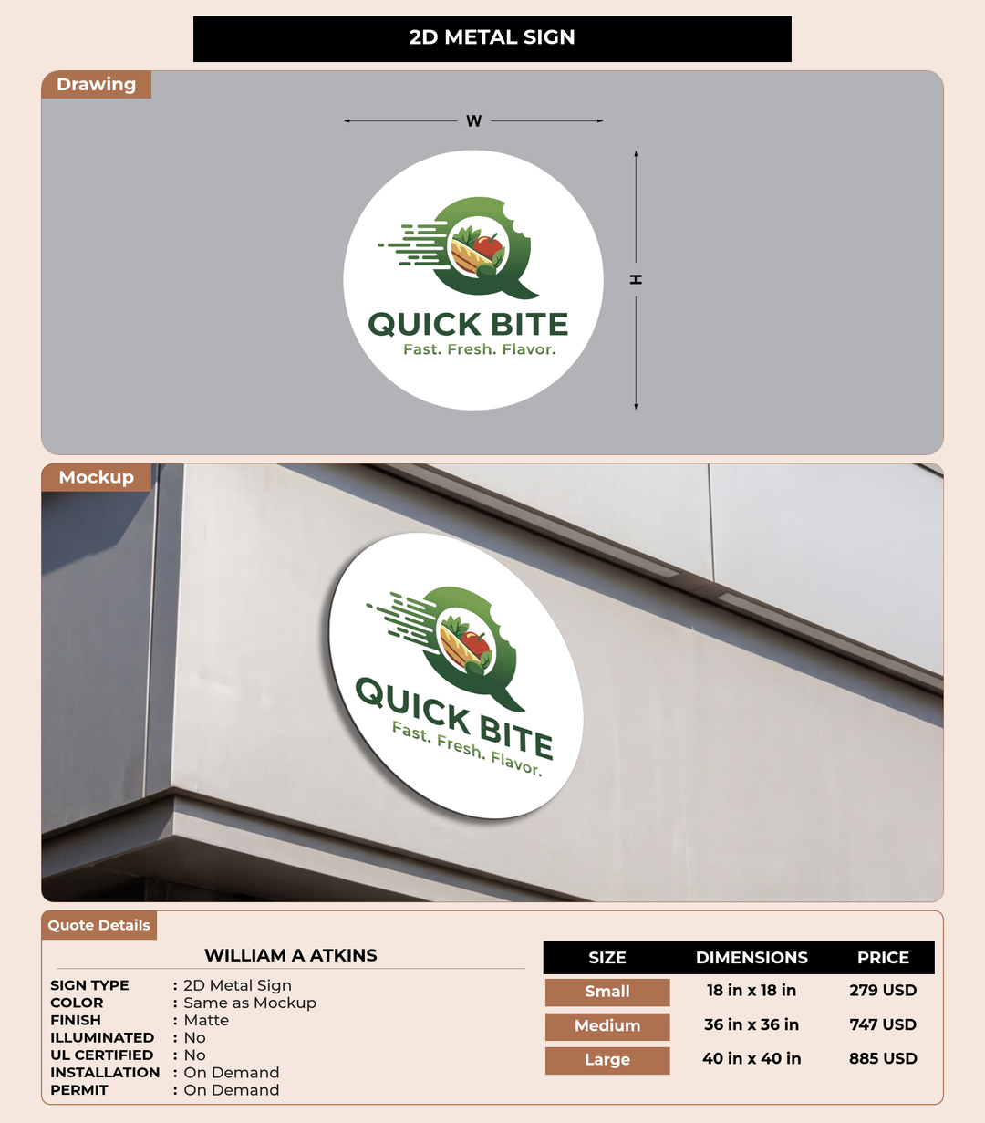 CUSTOM MOCKUP SIGN FOR William A Atkins