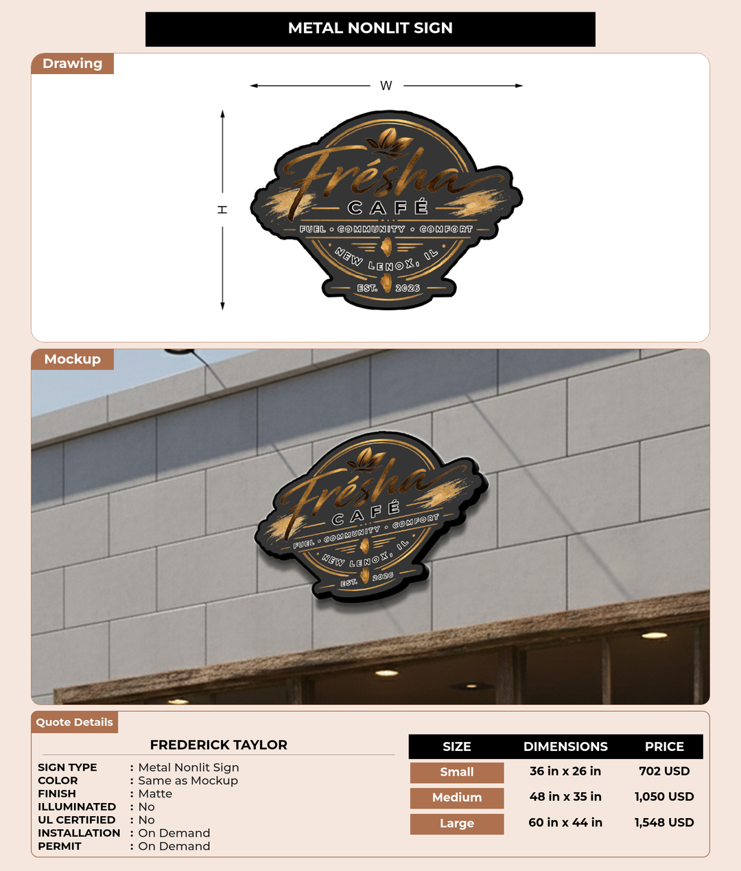 CUSTOM MOCKUP SIGN FOR frederick taylor